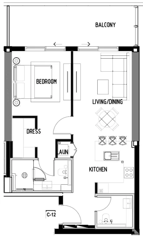 Chelsea Residences 1 Tower C 1 bed floor plan, 871 sqft