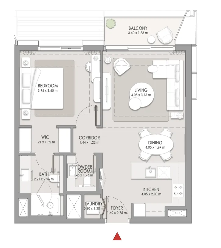 City Walk Crestlane 1 bed floor plan, 804 – 846 sqft