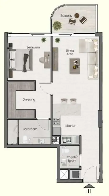 Saddlewood Park 1 bed floor plan, 716 sqft