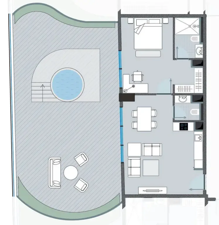 NEXT Coral 1 bed floor plan, 1,615 sqft