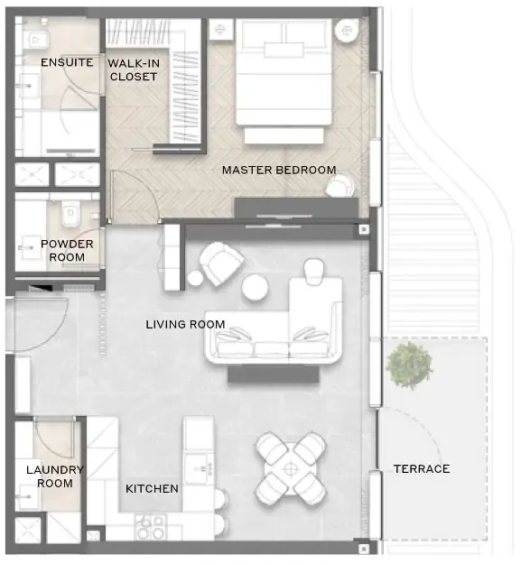 Avida Residences 1 bed floor plan, 817 sqft