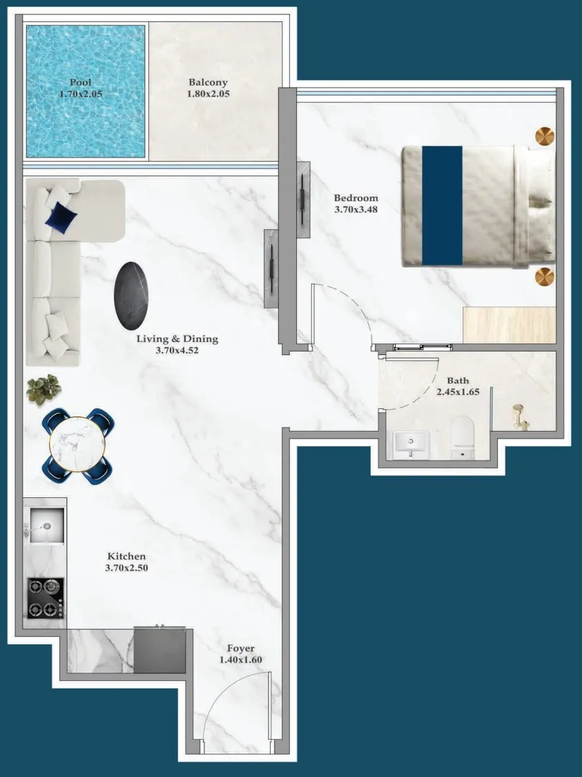 Timez Studio floor plan, 387 sqft