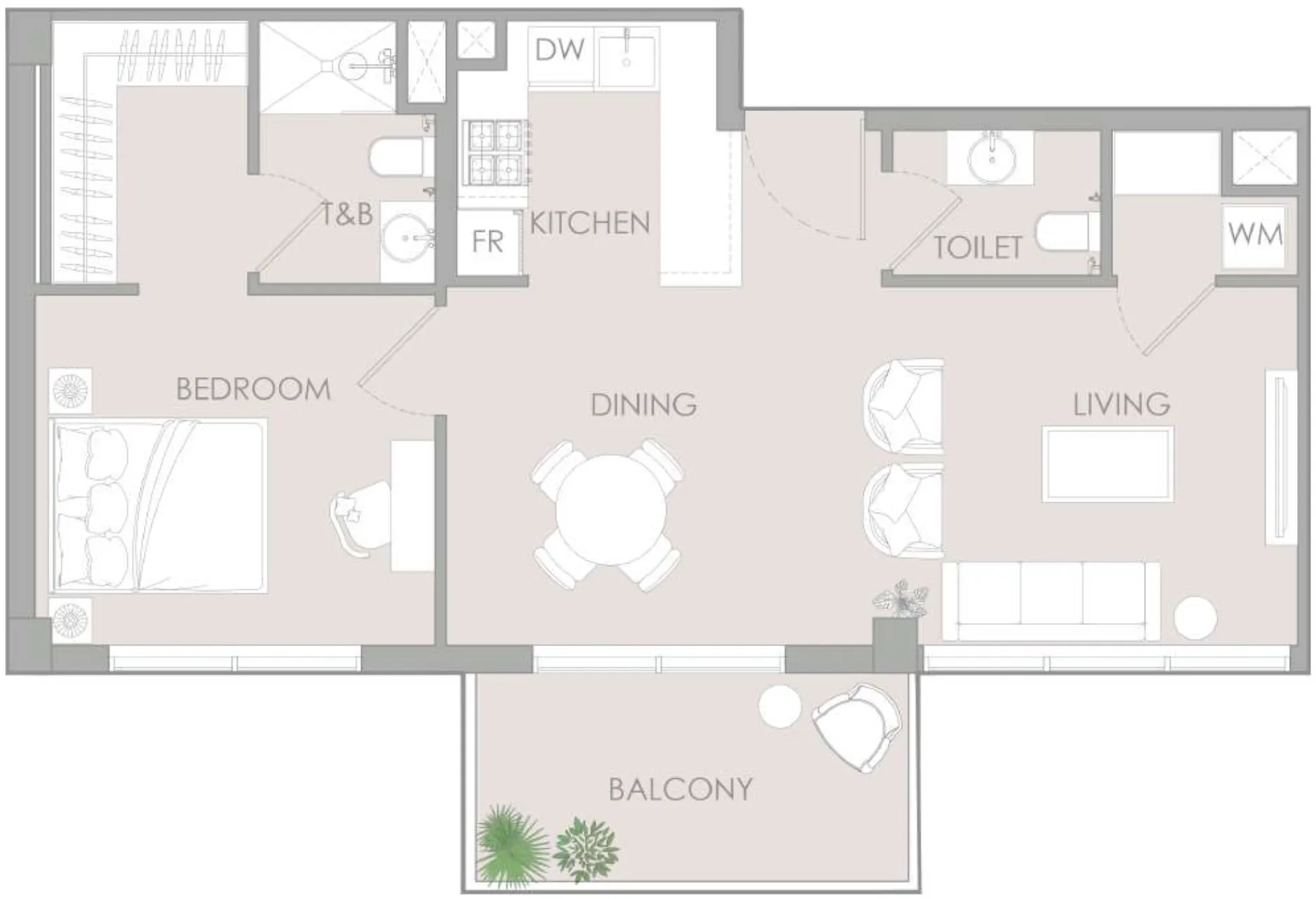 IR1DIAN Park 1 bed floor plan, 776 sqft