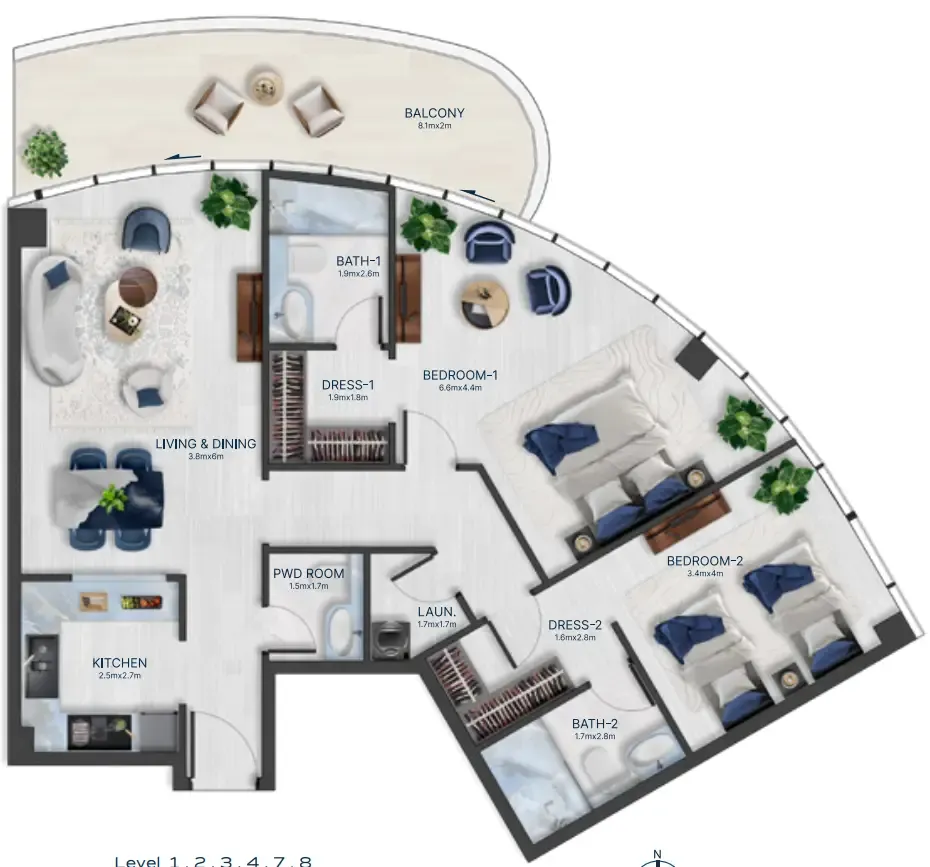 Acacia by BNW Developments 2 bed floor plan, 1,517 sqft