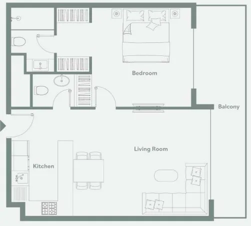 Luma Park Views 1 bed floor plan, 838 – 849 sqft