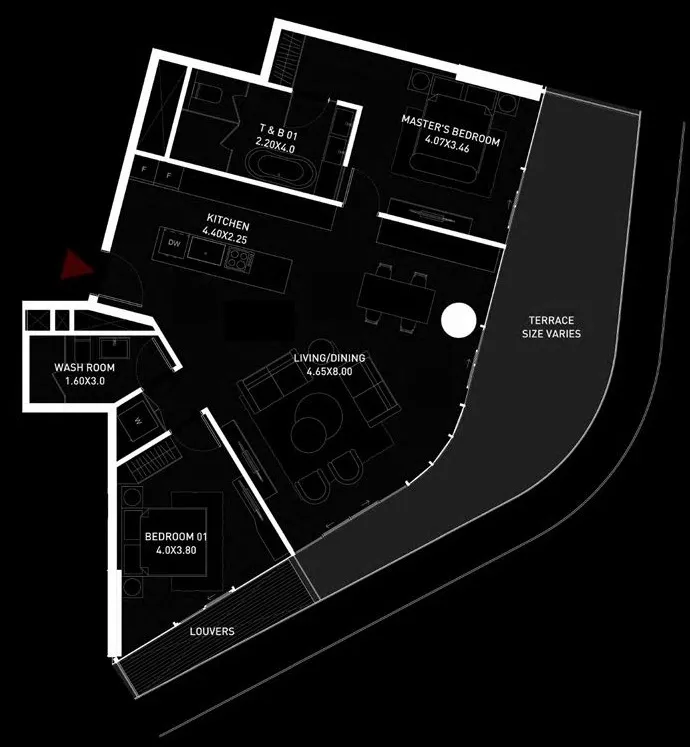 Brabus Island 2 bed floor plan, 1,157 – 1,475 sqft