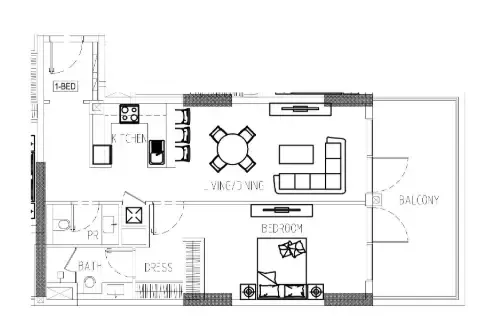 Damac Riverside Views 1 bed floor plan, 998 sqft