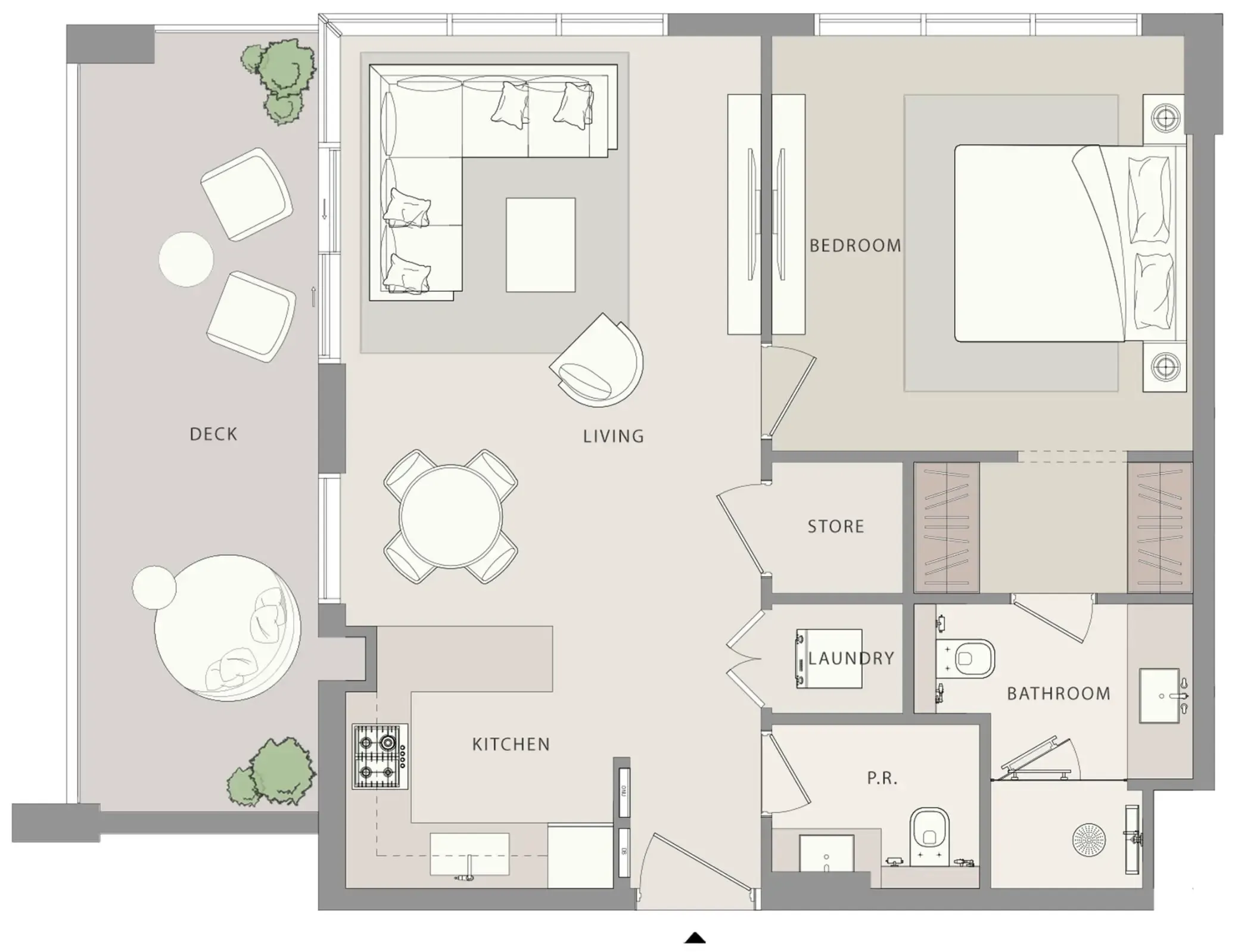 Uno-Luxe 1 bed floor plan, 854 sqft