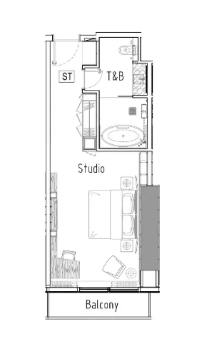 Paramount Tower Hotel And Residences Studio floor plan, 520 sqft