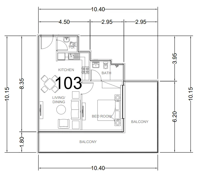 AG Ark 1 bed floor plan, 923 sqft