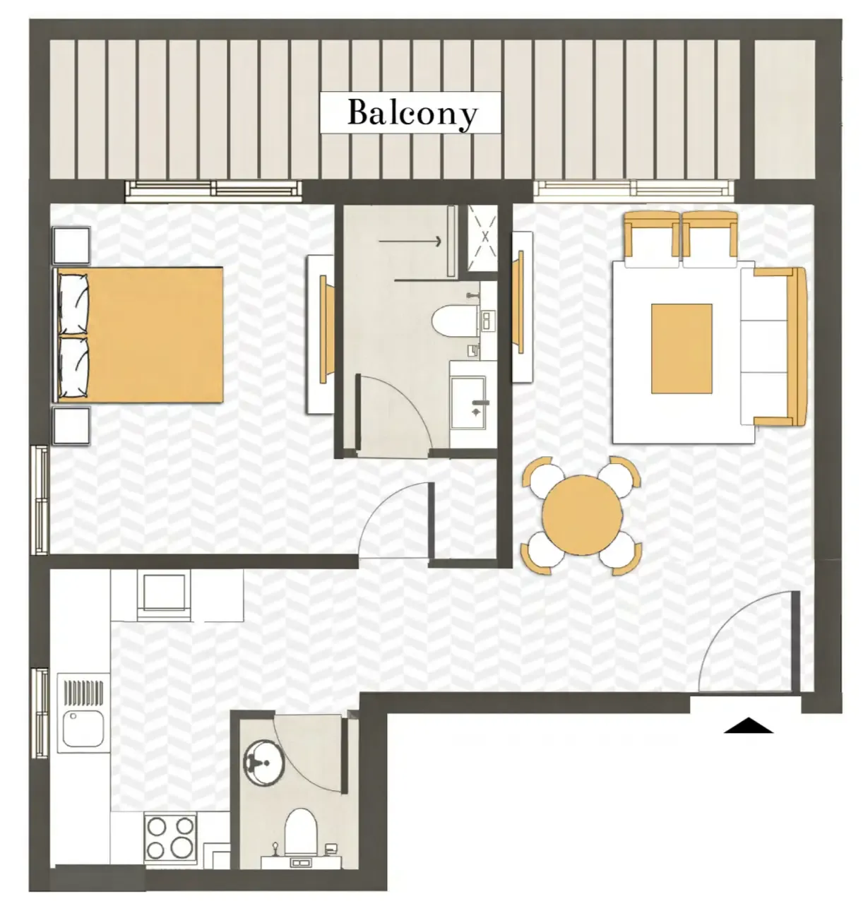 Ashwood Residences 1 bed floor plan, 804 sqft