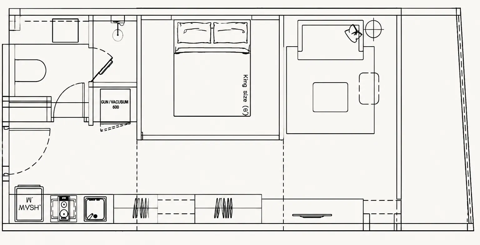 The Zero Nai Yang 1 bed floor plan, 409 – 495 sqft
