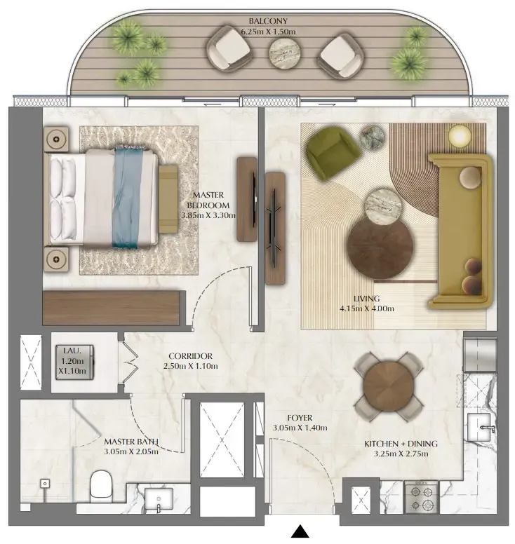 Address Residences Zabeel 1 bed floor plan, 773 sqft