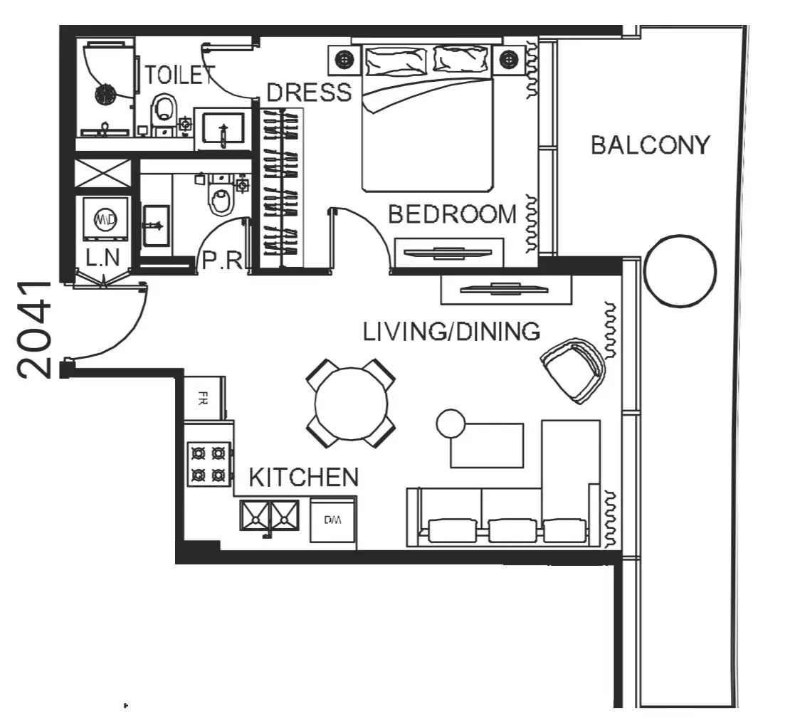 The WOW Tower 1 bed floor plan, 711 sqft