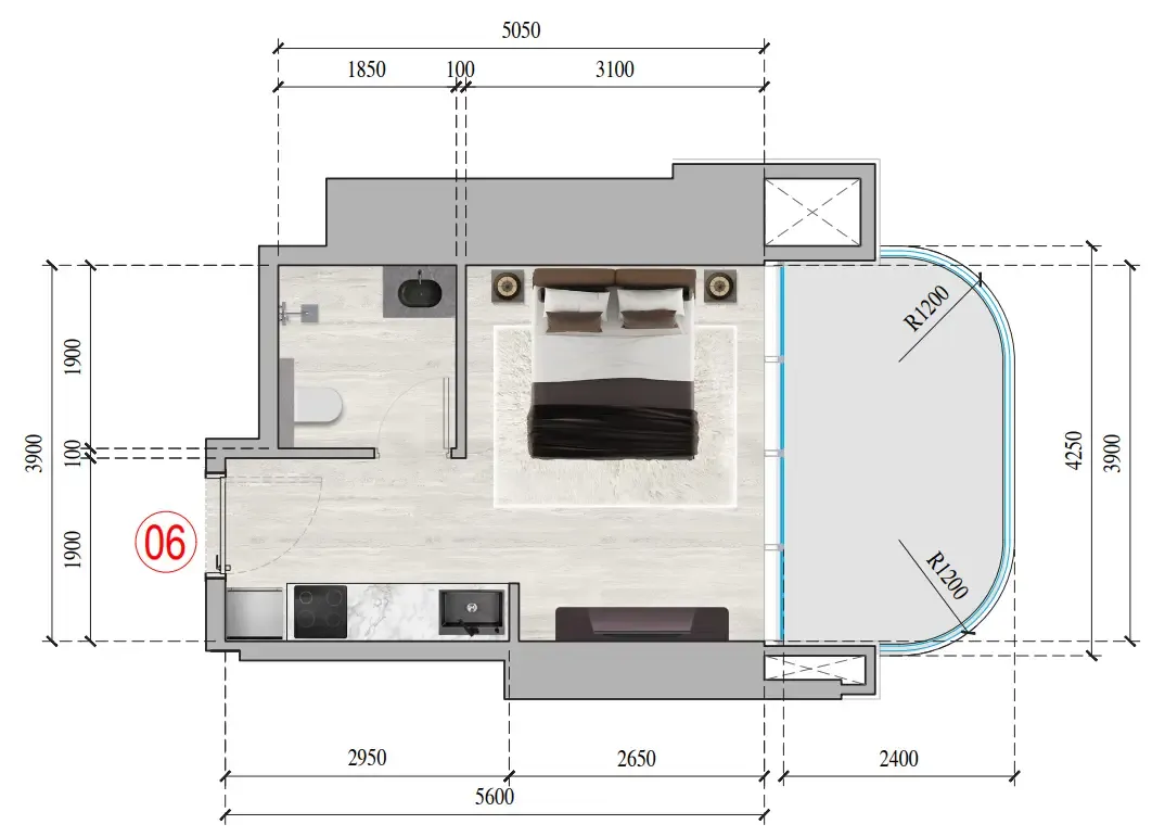 Ananda Residences Studio floor plan, 367 sqft
