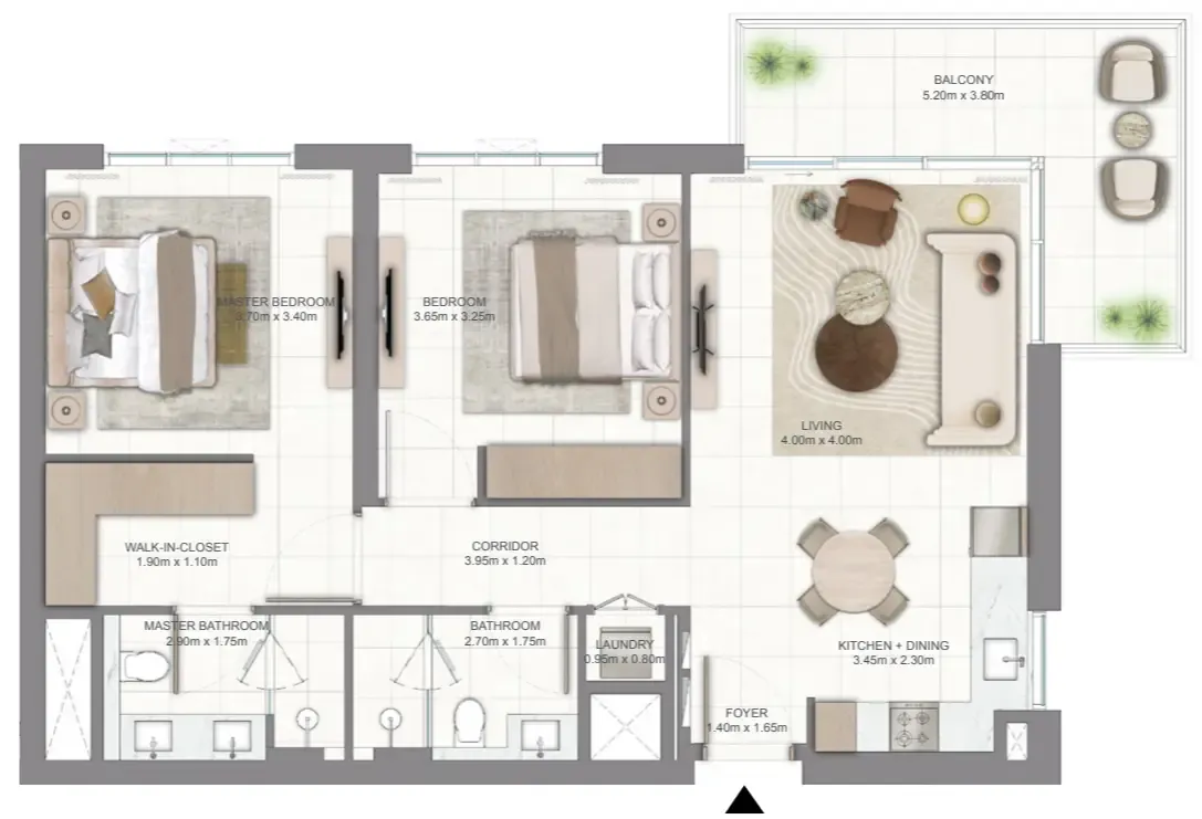 Golf Vale 2 bed floor plan, 1,063 sqft