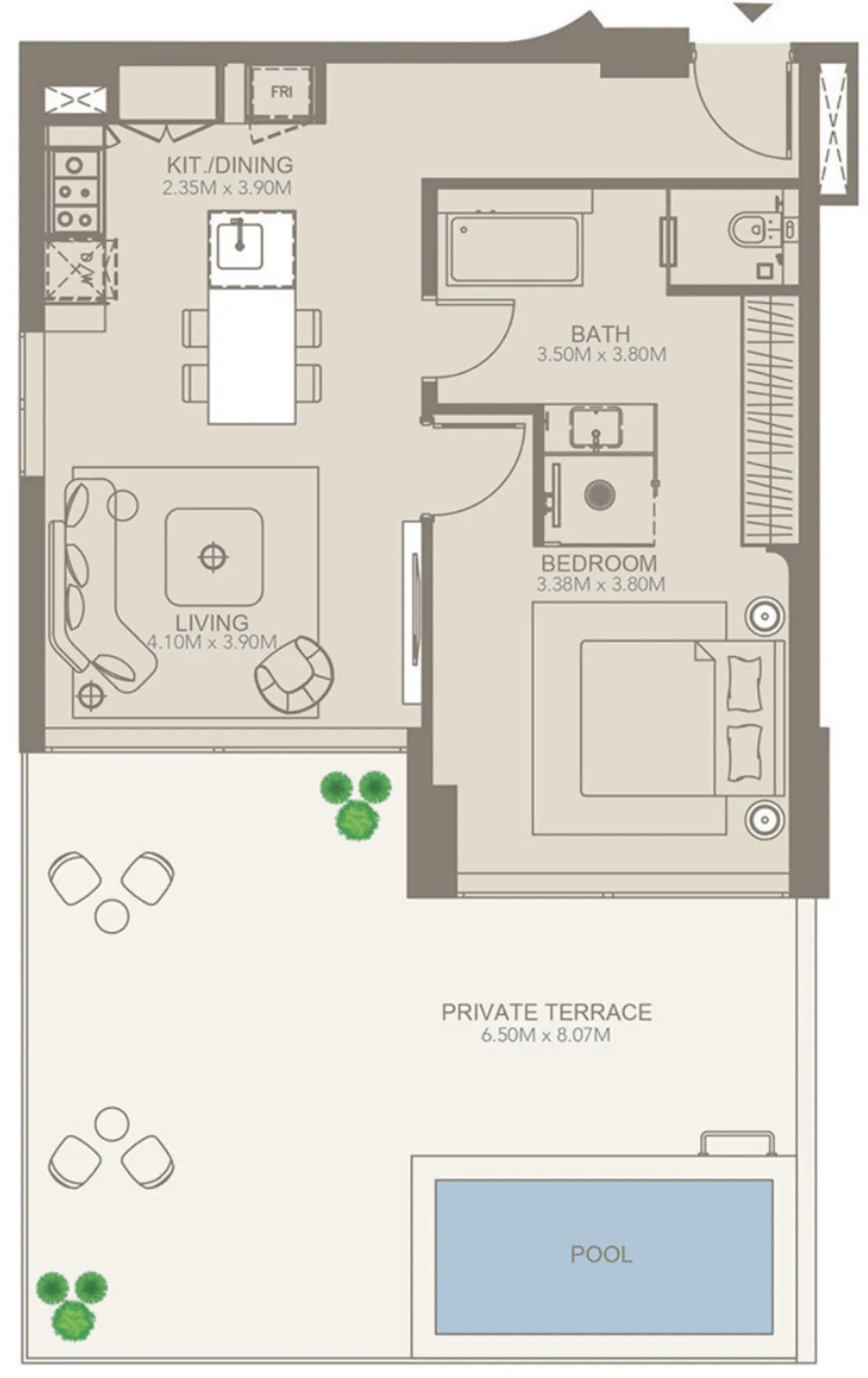 Golf Grove by Regent 1 bed floor plan, 1,173 sqft