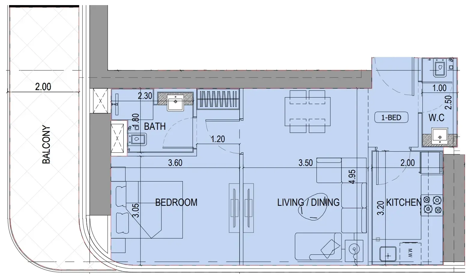 Binghatti Sky Terraces 1 bed floor plan, 772 sqft