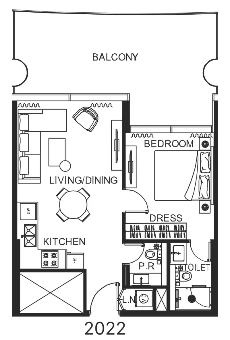 The WOW Tower 1 bed floor plan, 798 sqft