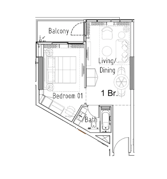 Damac Hills 2 - Hotel Edge by Rotana 1 bed floor plan, 506 sqft