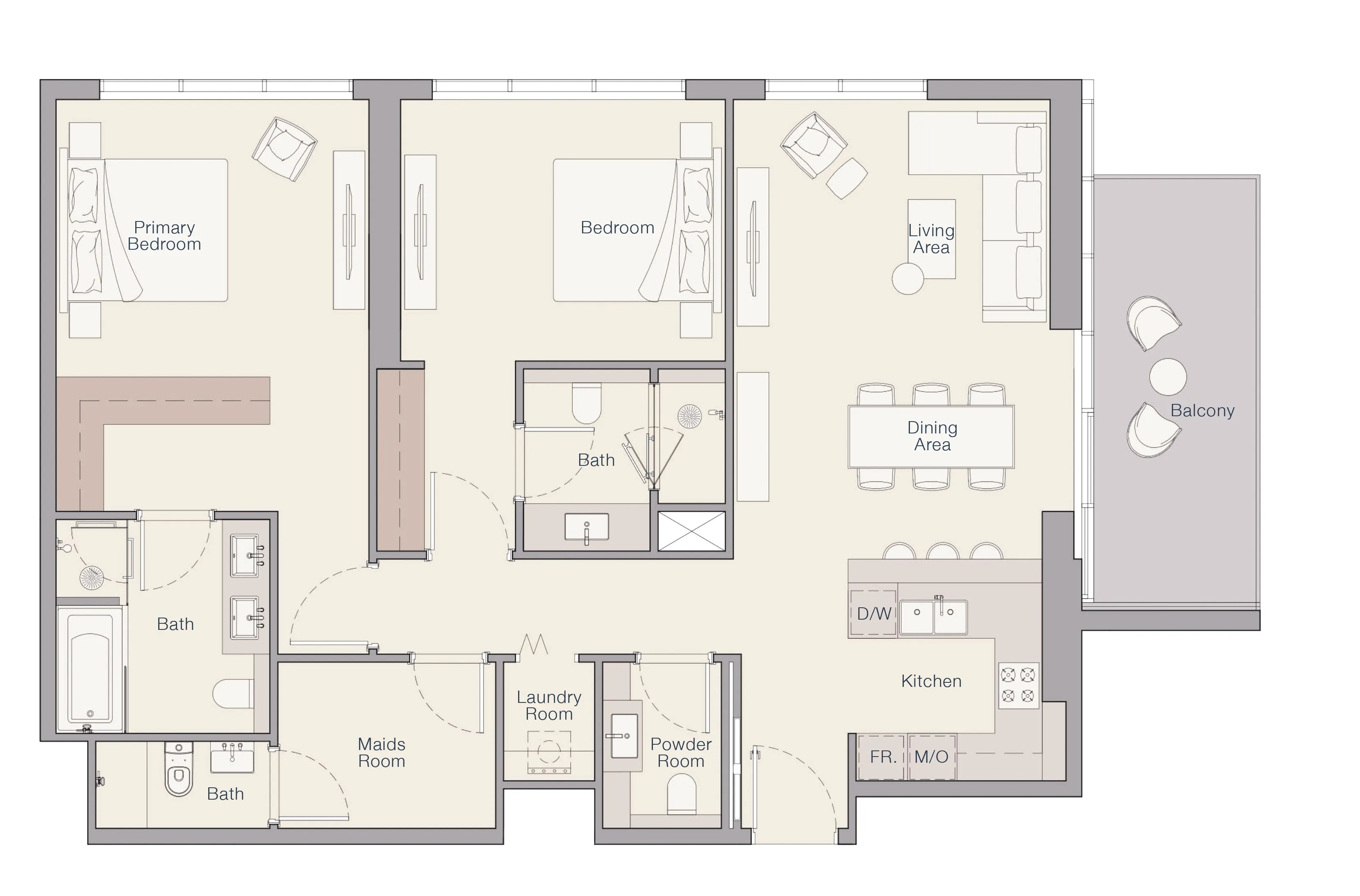 The Quayside 2 bed floor plan, 1,421 sqft