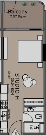 Golden Woods Albab Views Studio floor plan, 406 sqft