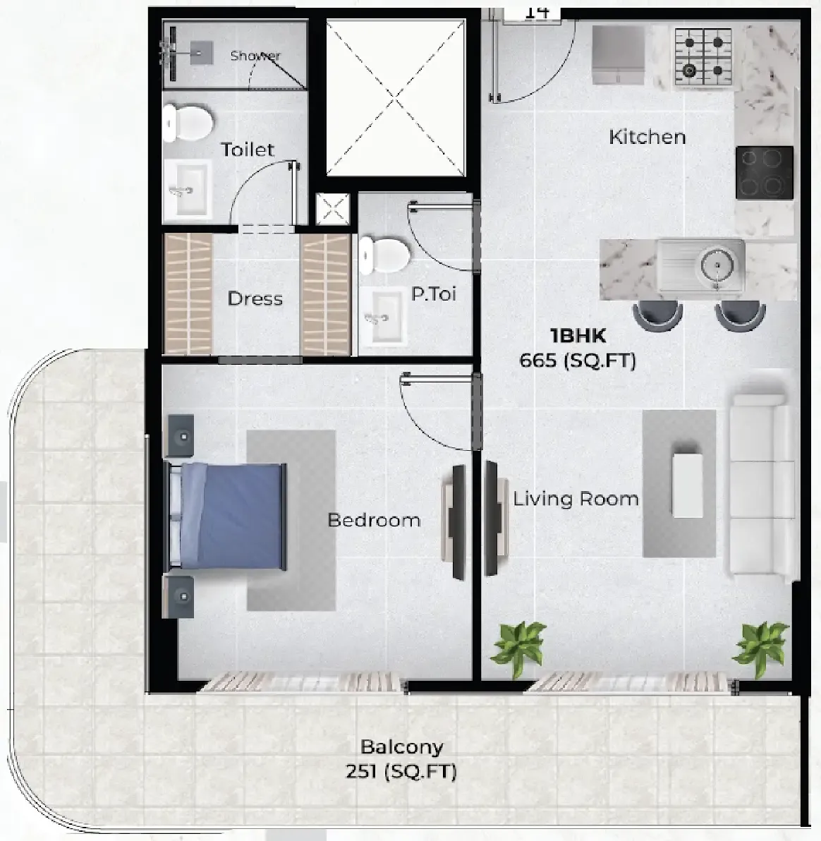 Chapter 02 by Newbury 1 bed floor plan, 916 sqft