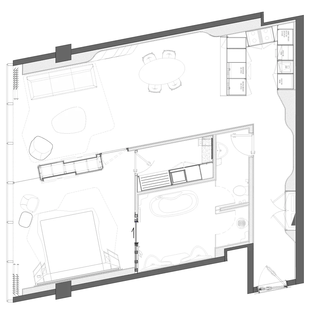 Opus By Zaha Hadid 1 bed floor plan, 1,147 – 1,154 sqft