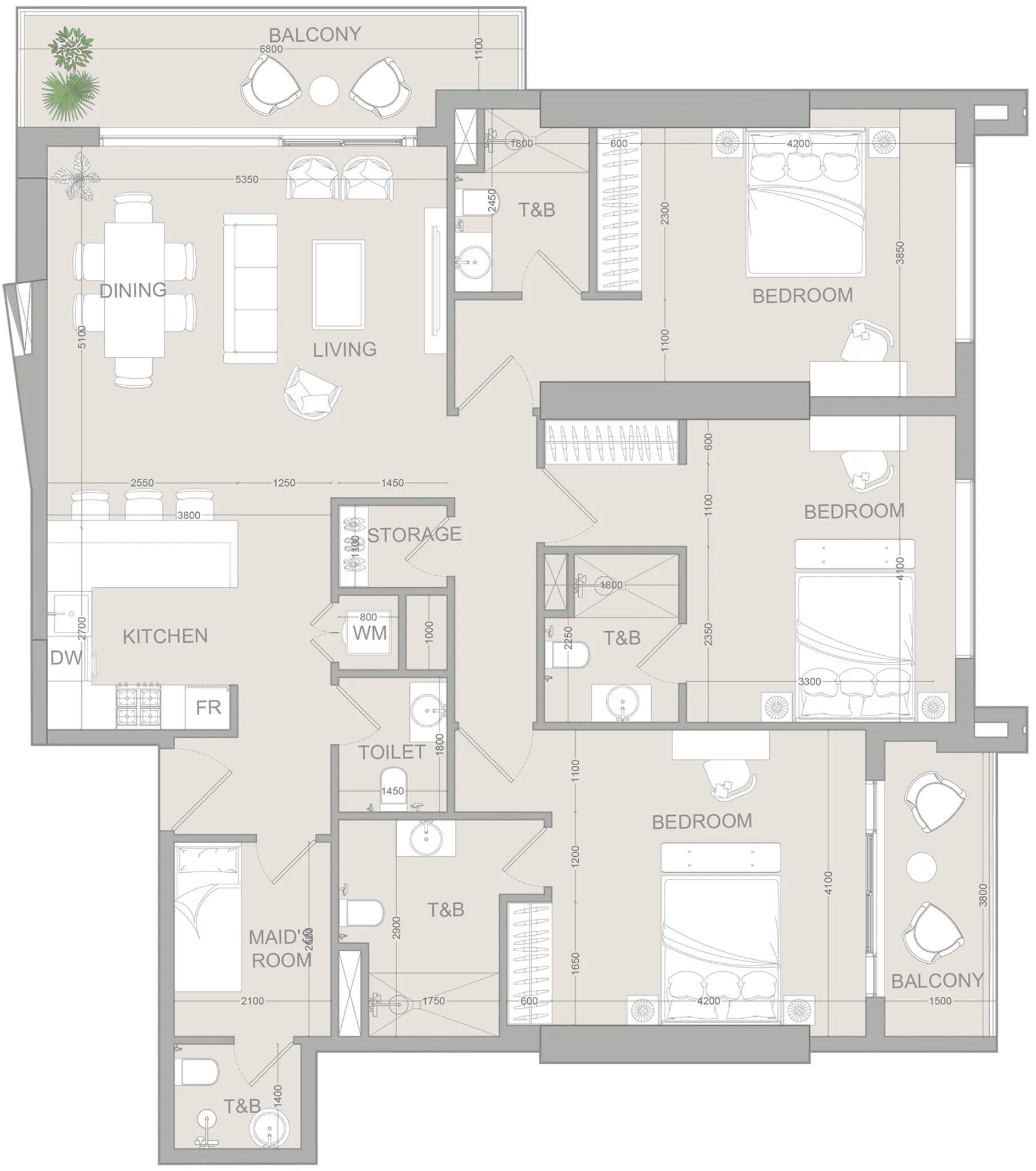 AUREL1A Residence 3 bed floor plan, 1,700 sqft