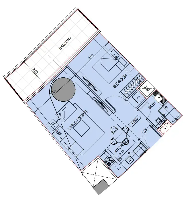 Binghatti Sky Terraces 1 bed floor plan, 742 sqft