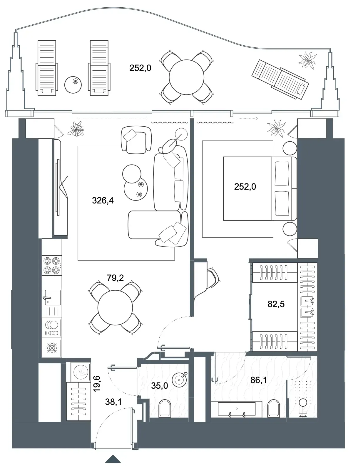 Iconic Tower 1 bed floor plan, 1,171 sqft