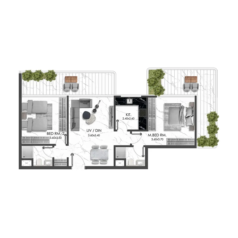 Rise by Blanco Thornton 2 bed floor plan, 1,086 sqft