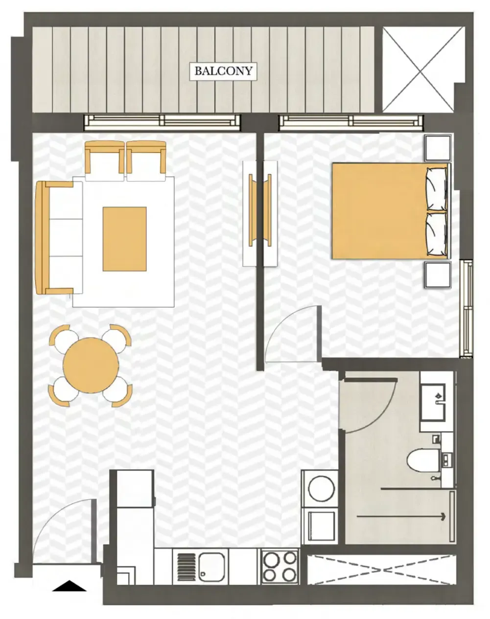 Ashwood Residences 1 bed floor plan, 669 sqft