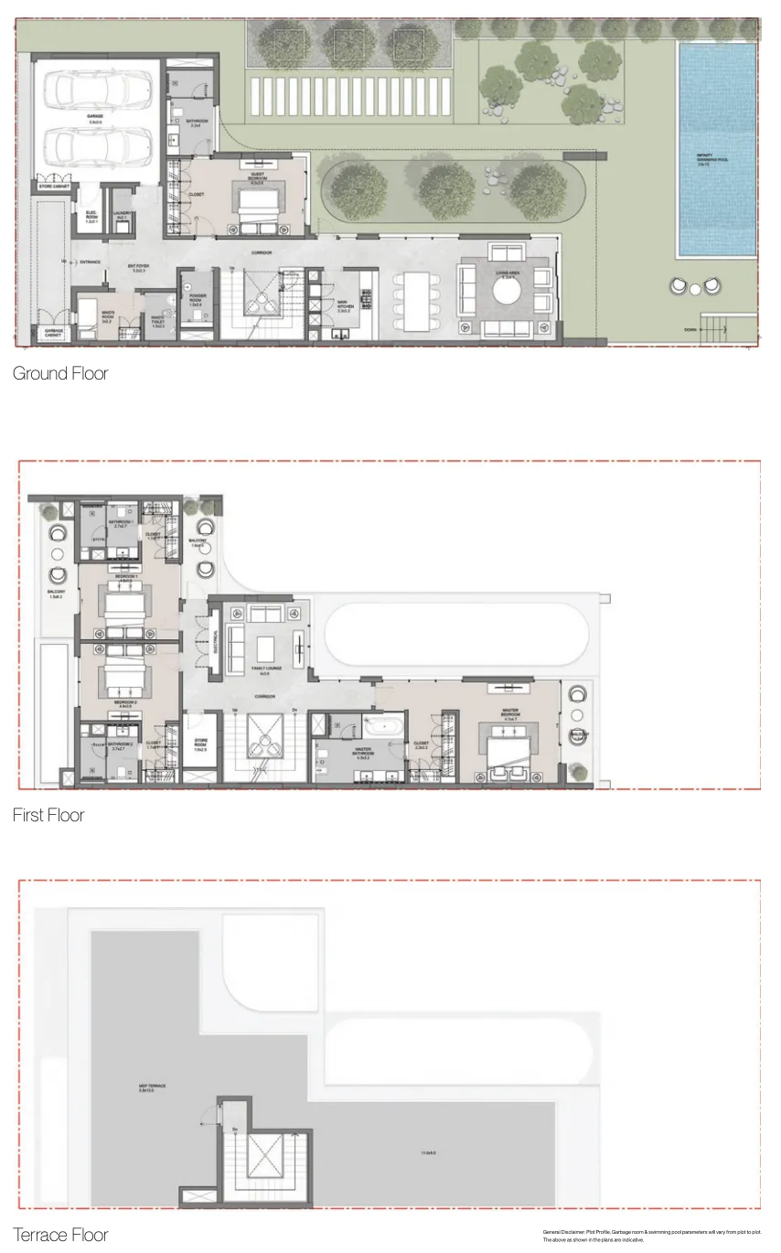 Sobha Siniya Island Villas Phases 1 and 2 4 bed floor plan, 4,885 sqft
