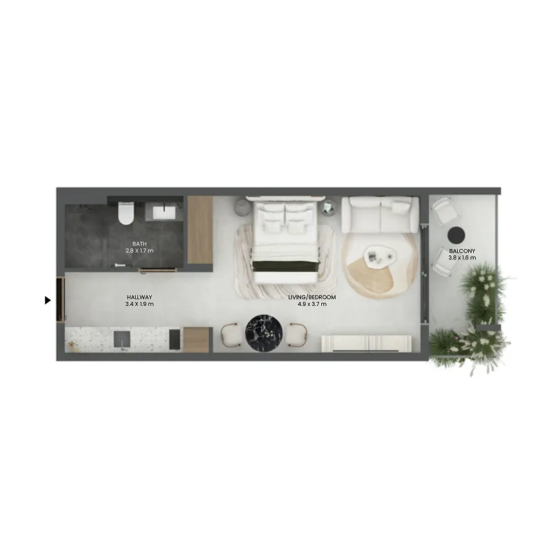 Cavendish Square  Studio floor plan, 430 sqft