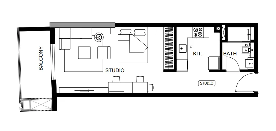 Binghatti Dusk Studio floor plan, 530 sqft