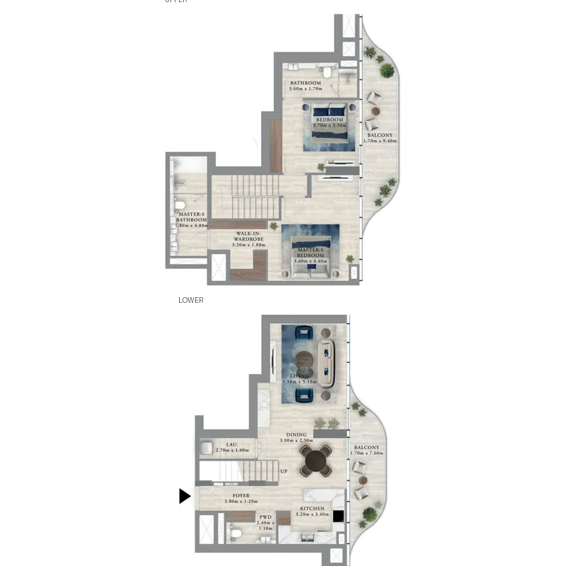 Royal Yacht Club Residence 2 bed floor plan, 1,683 sqft
