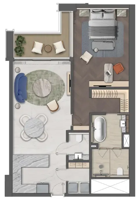 Mas Barsha Residency 1 bed floor plan, 1,080 sqft
