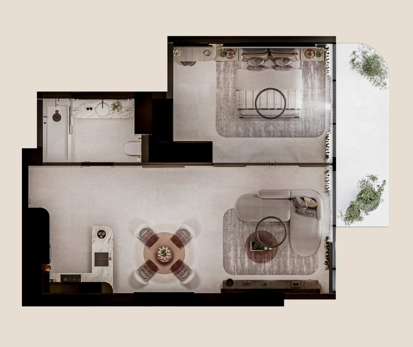 Cybele by Wadan 1 bed floor plan, 663 sqft