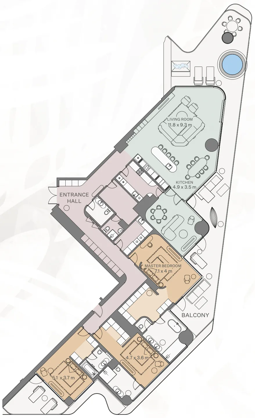 Eywa Tree of Life 3 bed floor plan, 5,400 – 5,427 sqft