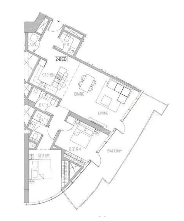 Canal Heights 2 bed floor plan, 1,327 sqft