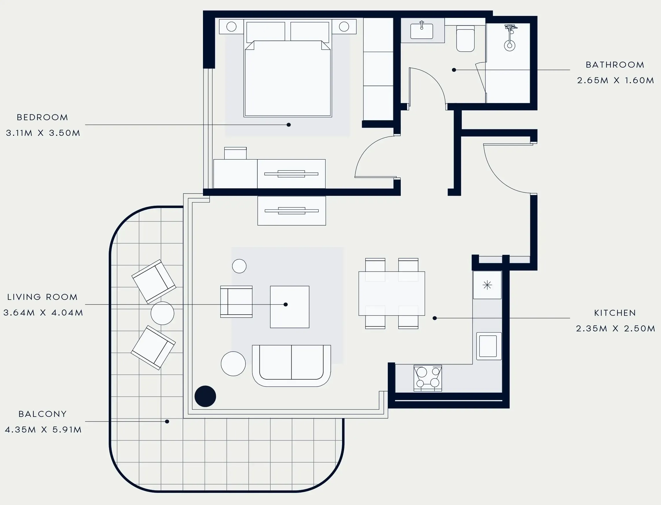 Azizi Venice 1 bed floor plan, 731 sqft