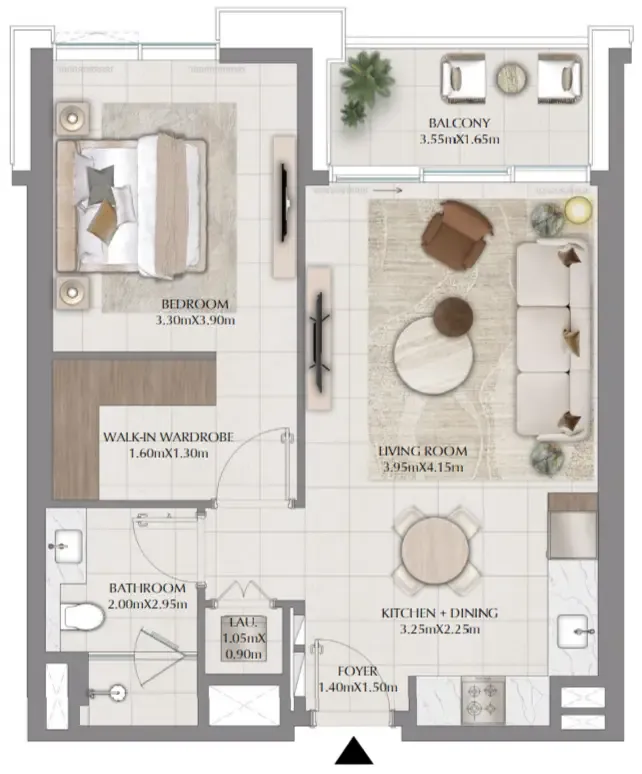 Terra Woods 1 bed floor plan, 742 sqft