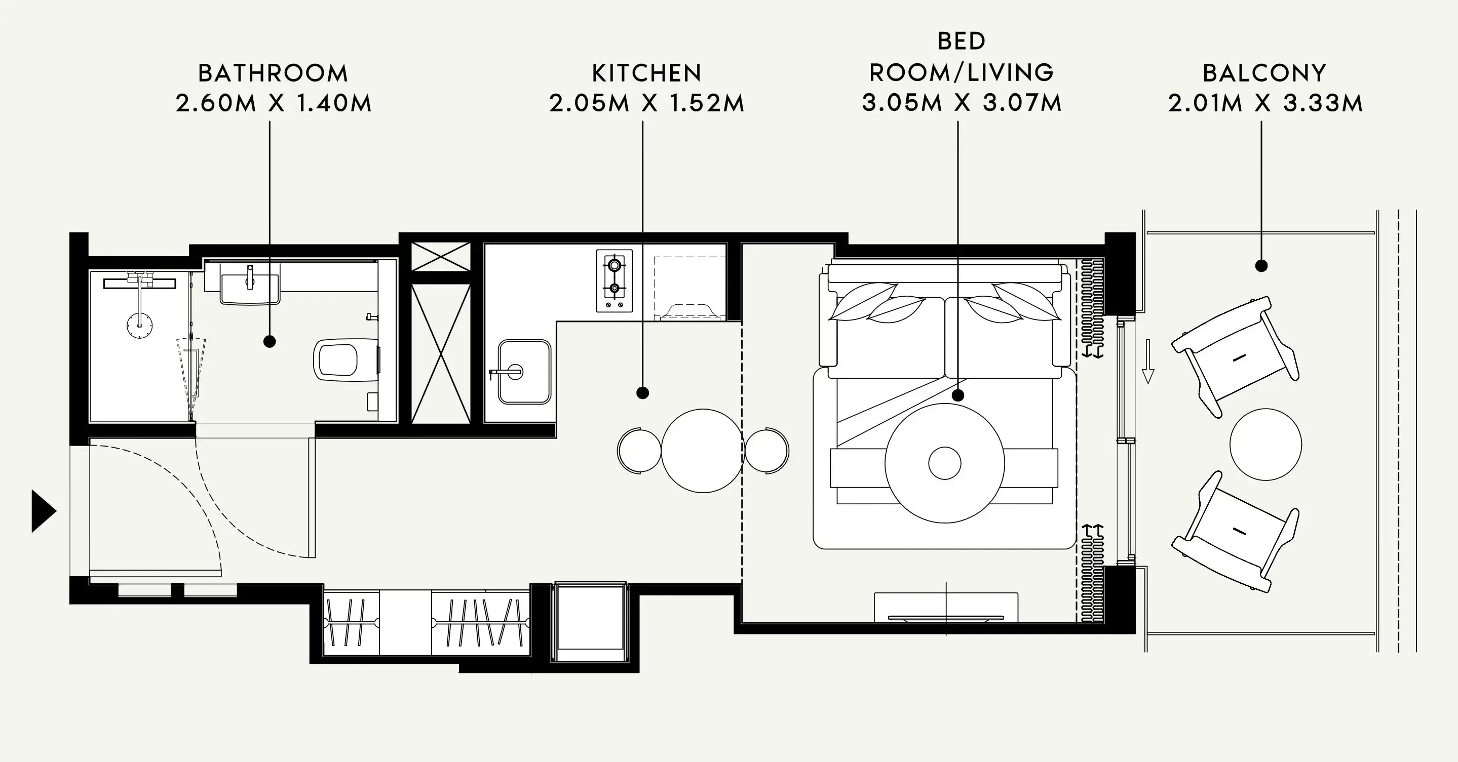 Azizi Venice Studio floor plan, 382 sqft