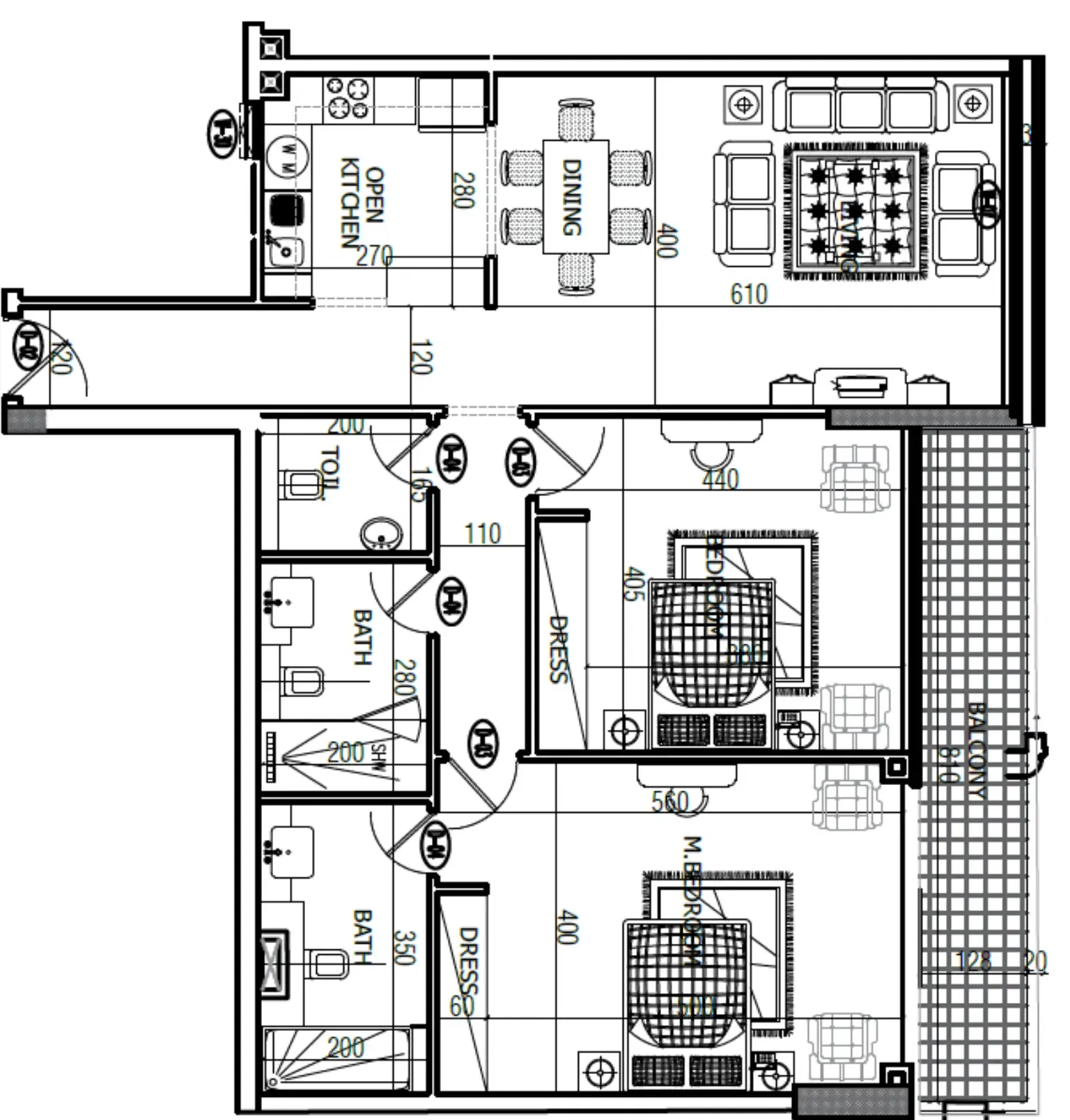 Mackerel Tower 2 bed floor plan, 1,292 sqft