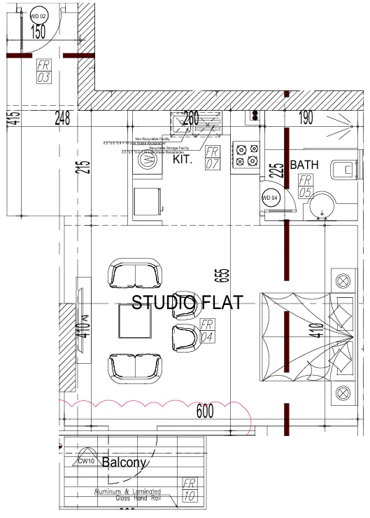 Paradise View II Studio floor plan, 572 sqft