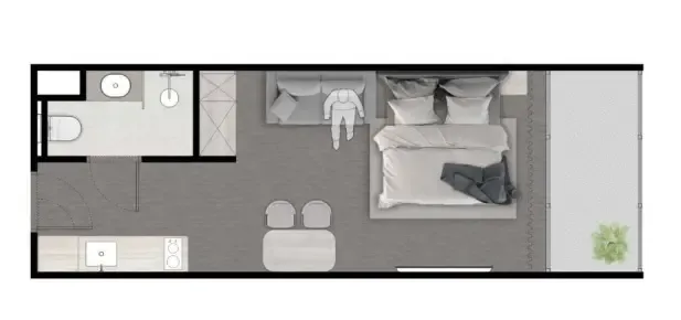 Next Point Condominium Studio floor plan, 377 – 517 sqft