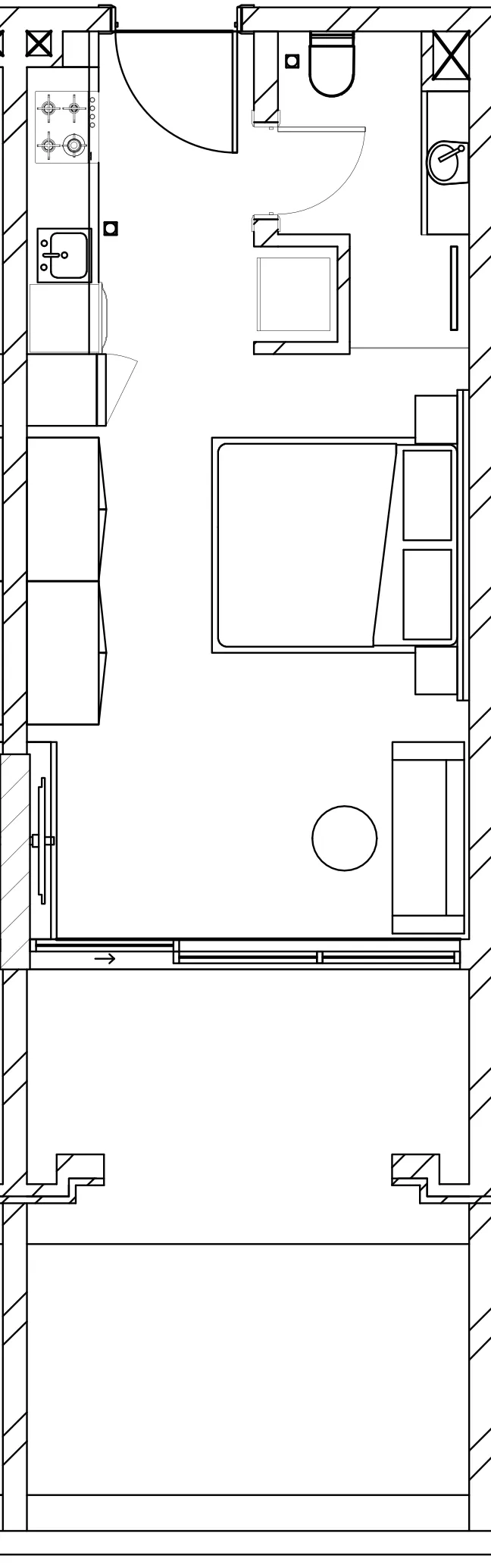 Berkeley Square Studio floor plan, 531 sqft