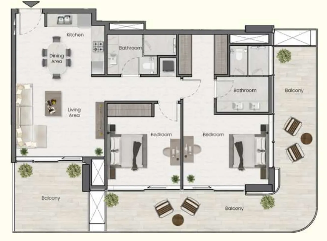 Saddlewood Park 2 bed floor plan, 1,299 sqft