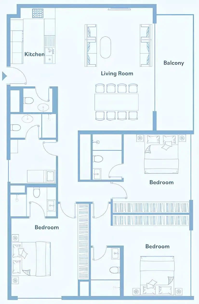 Luma Park Views 3 bed floor plan, 1,692 sqft